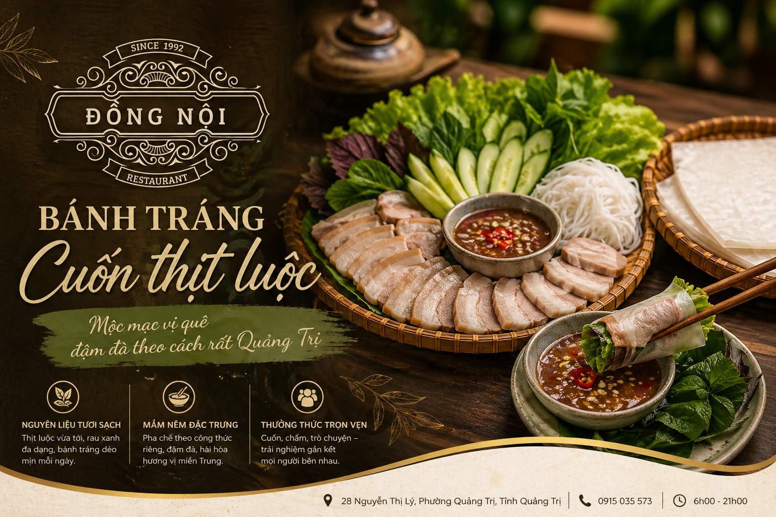 Mâm Bánh tráng cuốn thịt luộc chuẩn vị